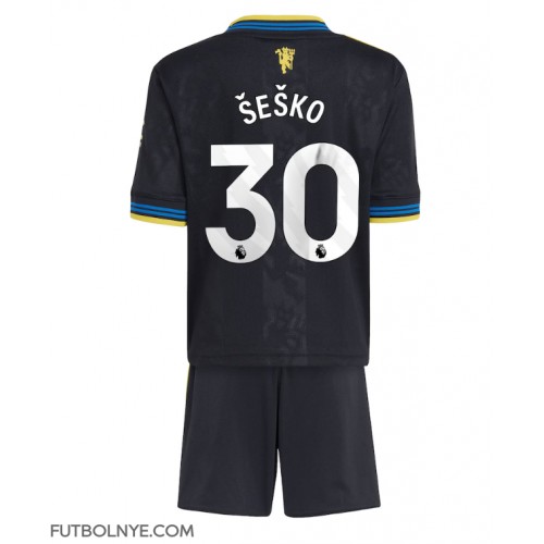 Camiseta Manchester United Benjamin Sesko #30 Tercera Equipación para niños 2025-26 manga corta (+ pantalones cortos)